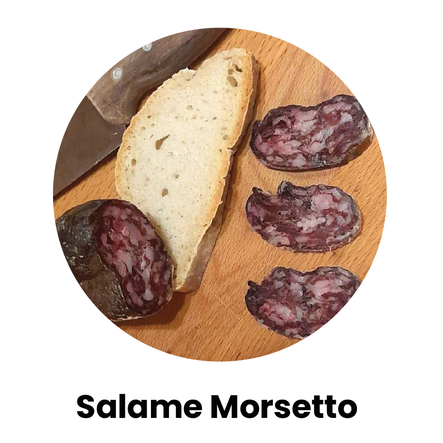 Immagine del salame morsetto dentro un tondo - "Salame morsetto"